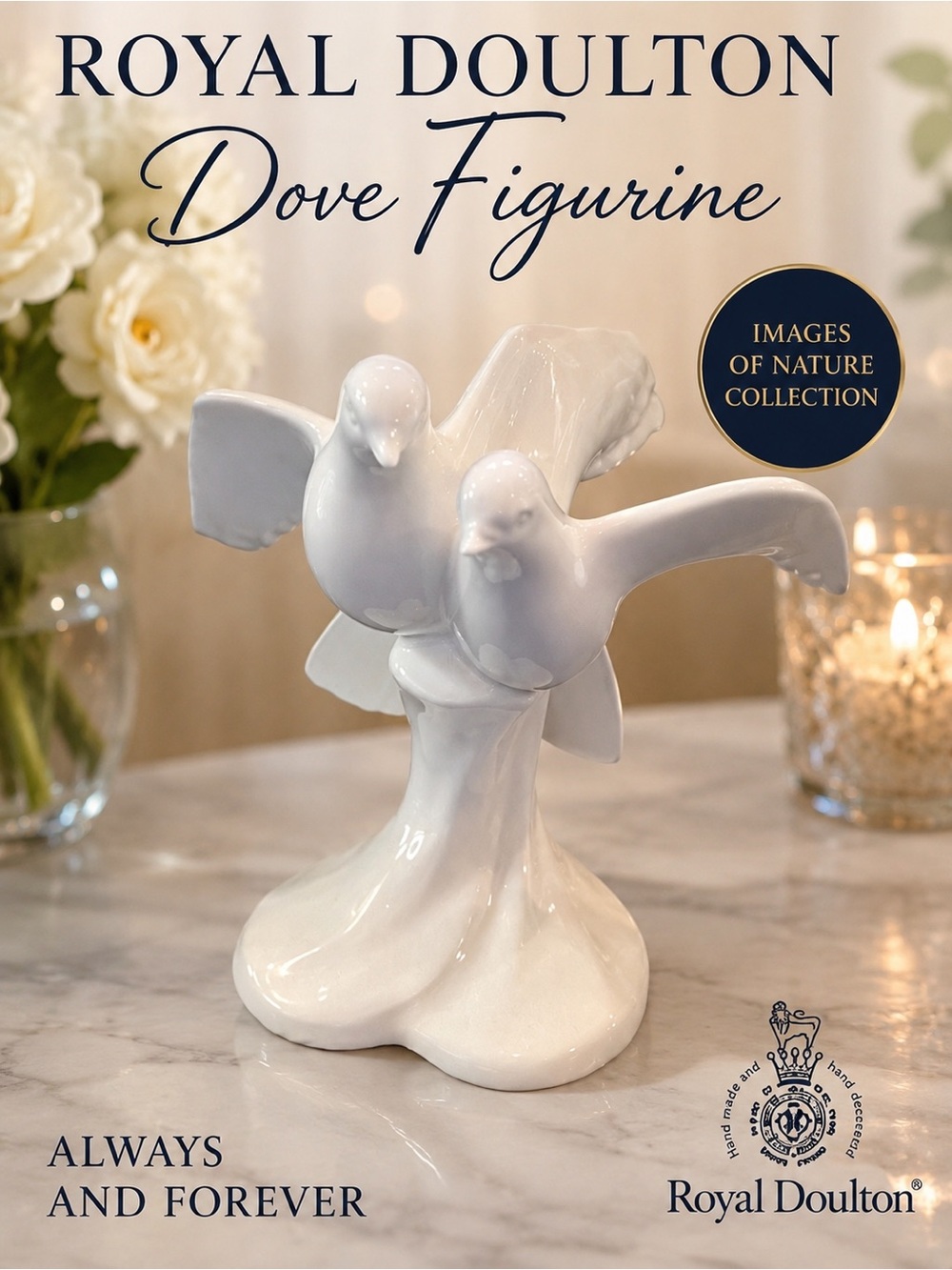 Royal Doulton Always & Forever Dove Figurine | Images of Nature Collection